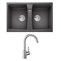 Combo Chậu rửa bát Bosch Blanco LEXA 8S Rock Grey 524981 + Vòi rửa bát Blanco MIDA Chrome