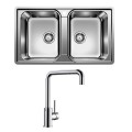 Combo Chậu rửa bát Bosch Blanco LEMIS 8-IF Chrome 237372 + Vòi rửa bát Blanco MILI Chrome