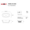Kích thước bồn tắm EuroKing không massage EU-6029 Nhám/Đen