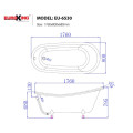 Kích thước bồn tắm Lily EuroKing không massage EU-6530-1750 White