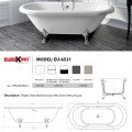 Bảng màu bồn tắm Tulip EuroKing không massage EU-6531 White