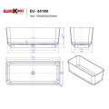 Kích thước bồn tắm EuroKing không massage EU-65180White-Solid