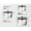 Kích thước bộ 3 nồi inox liền khối Kalite KCS366