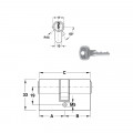 Thông số ruột khóa 2 đầu chìa Hafele 916.69.989