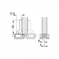 Thông số bản lề trùm nửa Metalla Mini A cửa kính Hafele 311.01.074