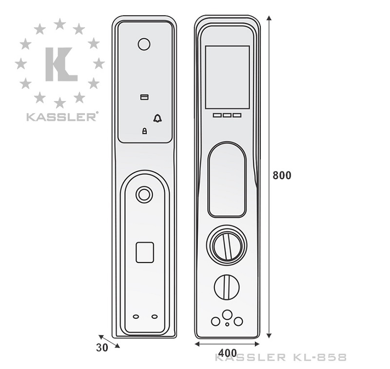 Khóa cửa điện từ thông minh Kassler KL – 858 / Khóa vân tay