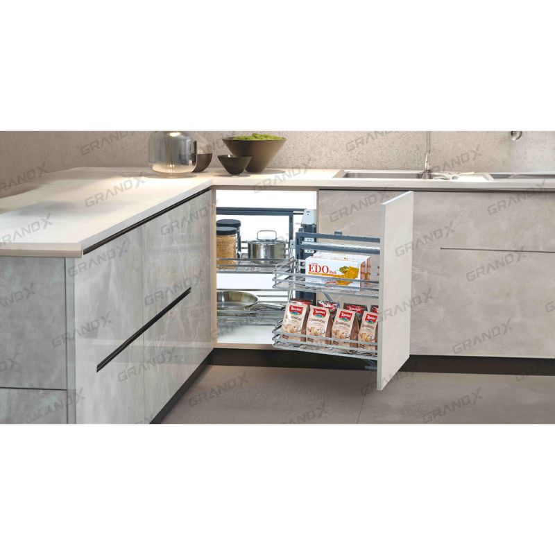 Kệ góc liên hoàn nan dẹt Inox GrandX XMC.45S RIGHT 