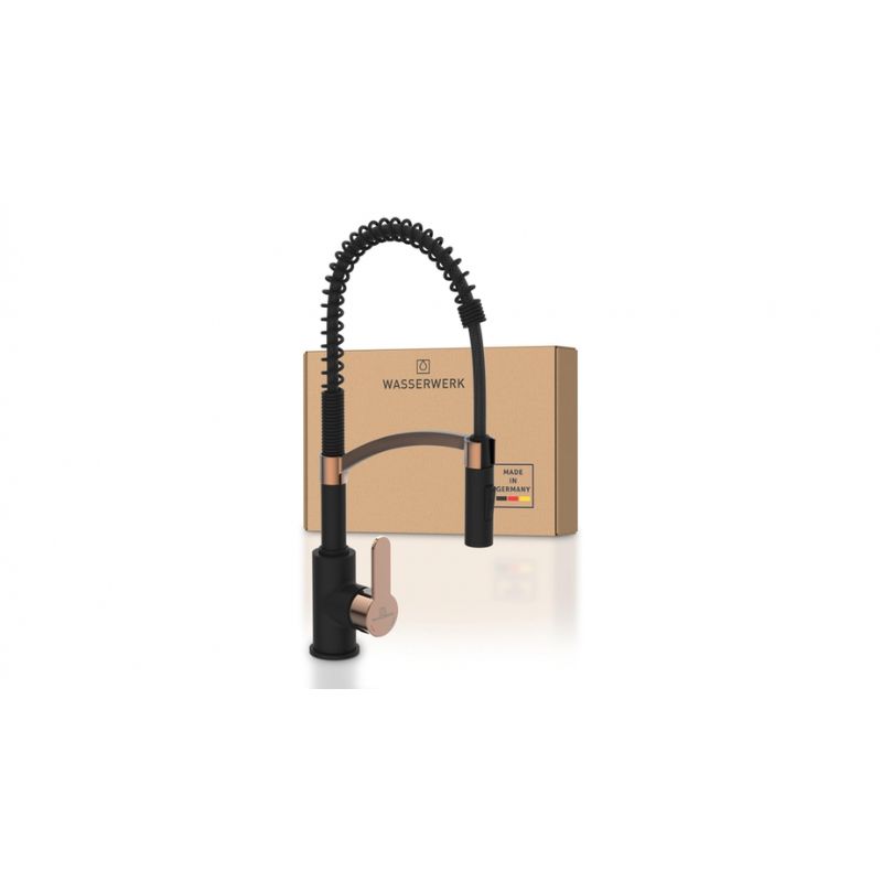 Vòi rửa bát Wasserwerk WK 3 black/rose gold with spiral spring 700557