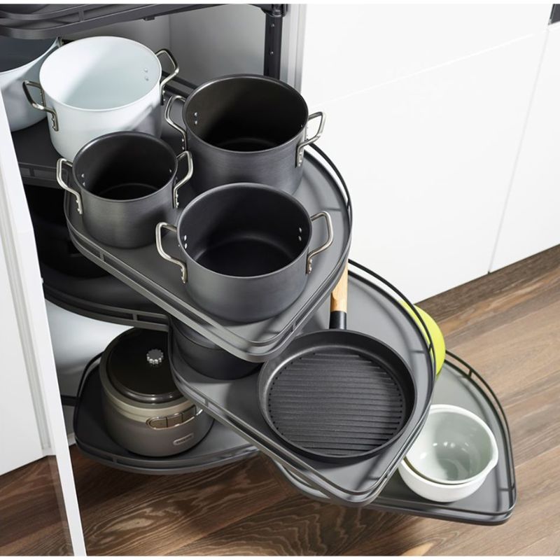 Rổ Góc LeMans II 4 Khay Màu Đen Xoay Phải Hafele 541.29.482