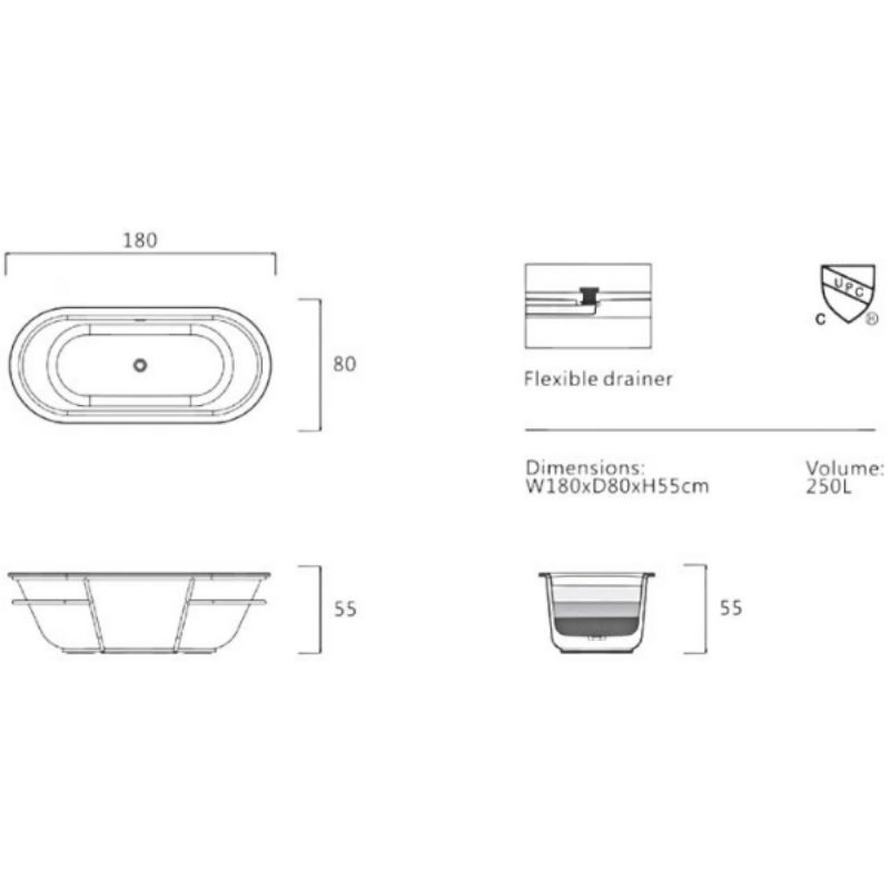 Bồn tắm EuroKing không massage EU-6058 White