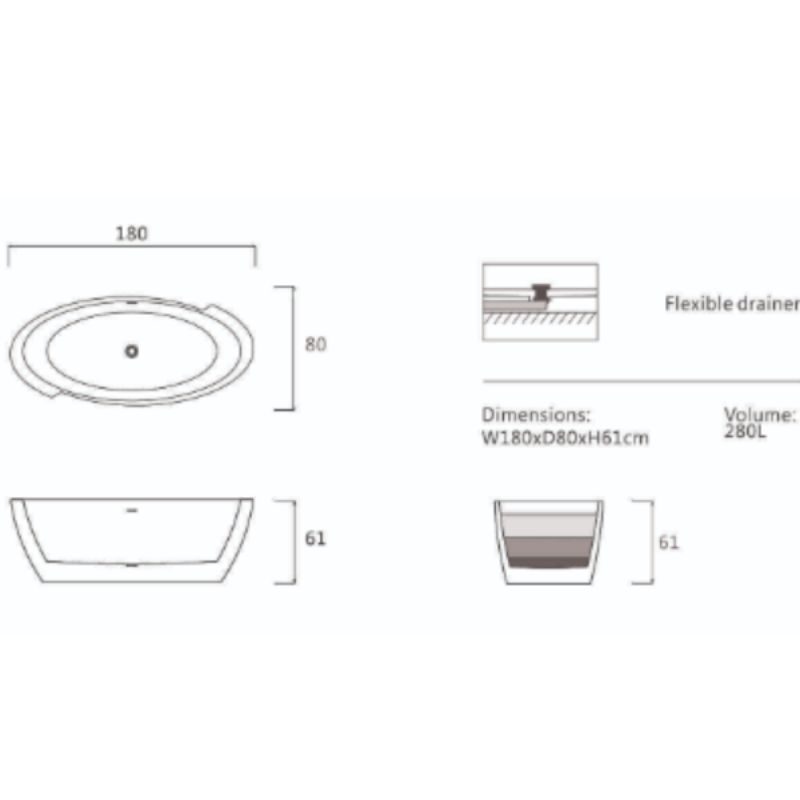Bồn tắm EuroKing Paula không massage EU-6051White Matt