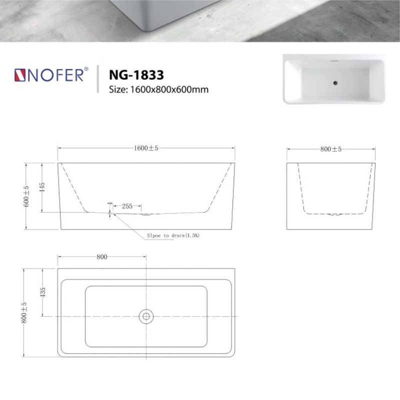 Bồn tắm EuroKing không massage NG-1833 Plus