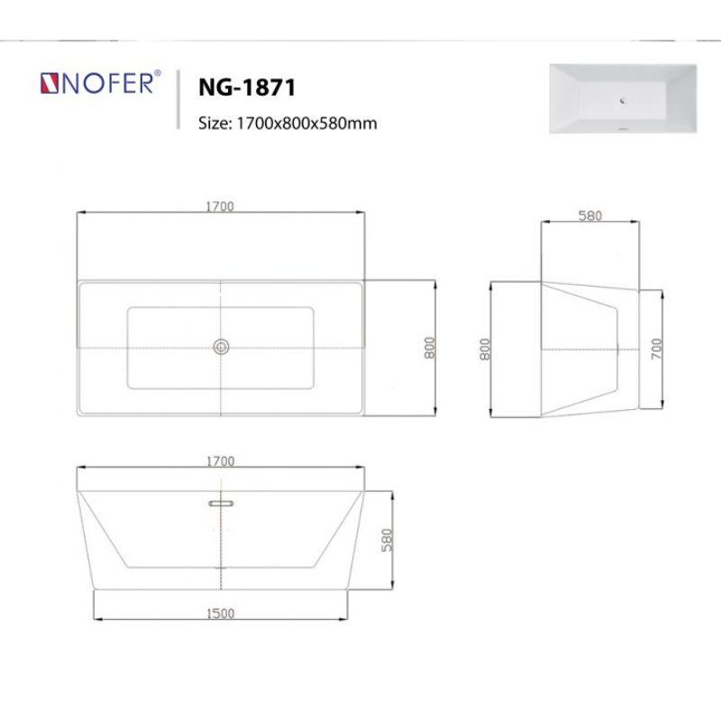 Bồn tắm EuroKing không massage NG-1871 PLUS