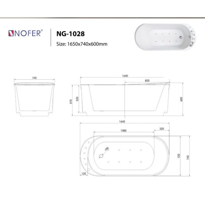 Bồn tắm EuroKing không massage NG-1028 PLUS