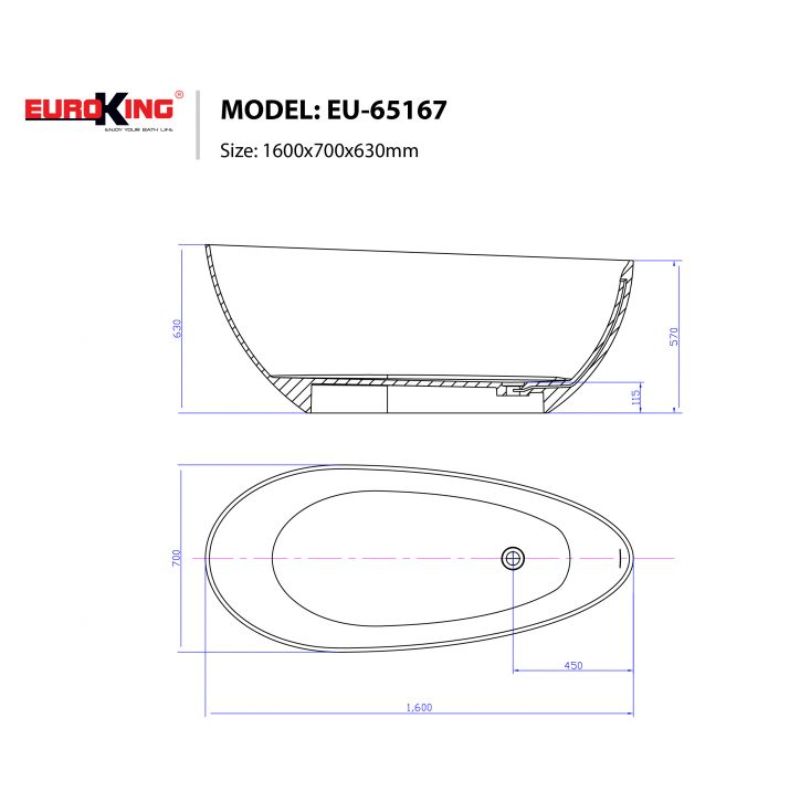 Bồn tắm EuroKing không massage EU-65167 (White)