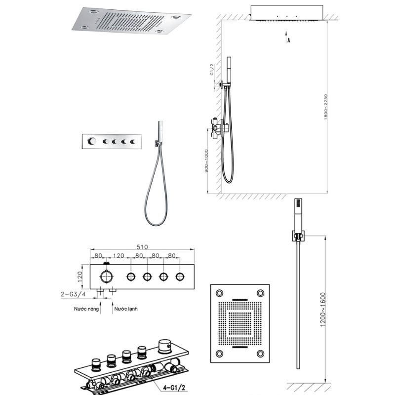 Sen tắm đứng nóng lạnh EUROKING EU-1451500