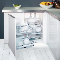 Bộ rổ kéo góc MAGIC CORNER, xoay trái, khay ARENA Hafele 546.17.005