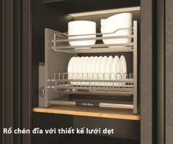 Rổ chén đĩa di động lướt dẹt LENTO Cucina 504.76.218 mạ chrome