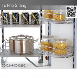 Tủ kho 2 tầng, inox 304 mờ, cánh tủ 450mm Eurogold EKT11245