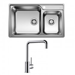 Combo Chậu rửa bát Blanco LEMIS XL 8 IF + Vòi rửa bát Blanco MILI Chrome