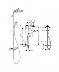 Cây sen tắm đứng Croma Select S280 có xả bồn Hafele 589.52.310