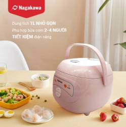 Nồi cơm điện 1L Nagakawa NAG0134(hồngtrắng)