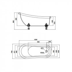 Bồn tắm độc lập Nagoya 1550 Hafele 588.99.630