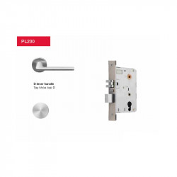 Khóa Hafele tay D màu inox mở trái PL200 912.20.100