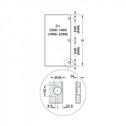 Bộ phụ kiện cửa trượt Hafele 408.45.025