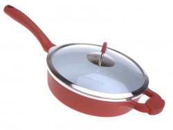 (2354332) Chảo hợp kim tráng sứ đáy từ có nắp kính 28cm