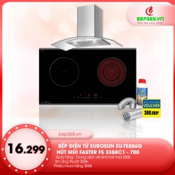 Combo Bếp từ Eurosun EU -TE886G + Hút mùi FASTER FS 3388C1 - 700