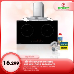 Combo Bếp từ 2 vùng nấu Eurosun EU-T885G + Máy hút mùi Lorca TA 2006A.70
