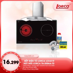 Combo Bếp từ kết hợp hồng ngoại Lorca LCE-819 + Máy hút mùi LORCA TA-2006A-70