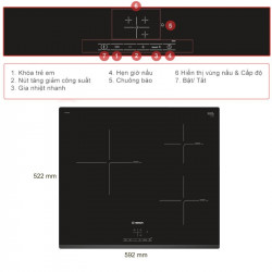 Bếp từ Bosch 3 vùng nấu PUC631BB1E lắp âm