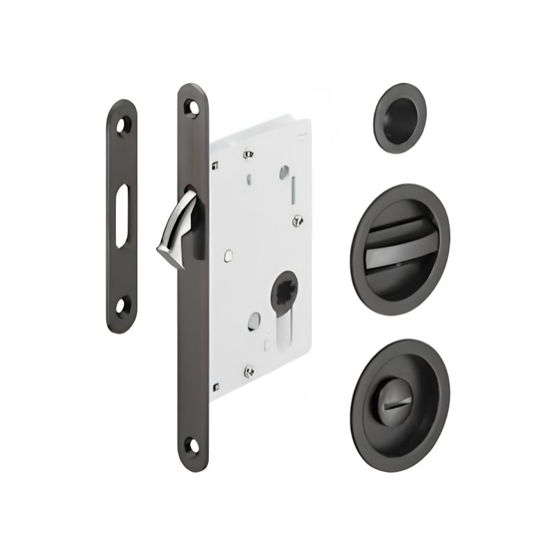 Khóa cửa trượt WC tay nắm âm Hafele 911.27.503 màu xám đen